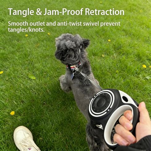 Retractable Dog Leash for Medium & Large Dogs up to 80 lbs, One-Handed Brake, 180kg Strong Nylon Tape, Tangle Free, Anti-Slip Handle (M & L Size) (Black Grey, L-5M) in Saudi Arabia