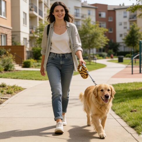 Retractable Dog Leash for Medium & Large Dogs up to 80 lbs, One-Handed Brake, 180kg Strong Nylon Tape, Tangle Free, Anti-Slip Handle (M & L Size) (Black Grey, L-5M) in Saudi Arabia