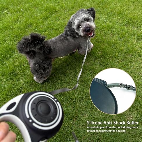 Retractable Dog Leash for Medium & Large Dogs up to 80 lbs, One-Handed Brake, 180kg Strong Nylon Tape, Tangle Free, Anti-Slip Handle (M & L Size) (Black Grey, L-5M) in Saudi Arabia