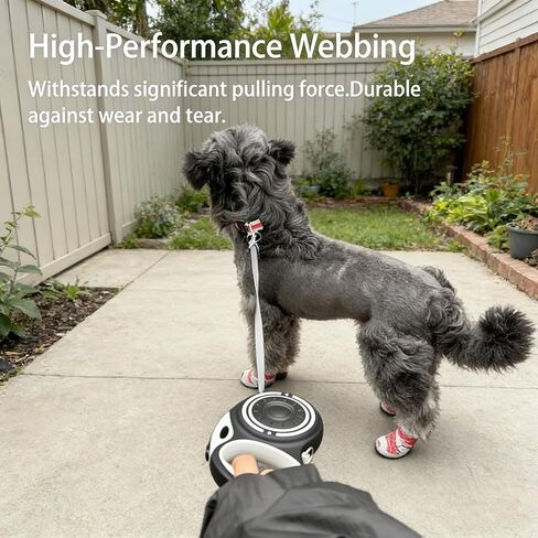 Retractable Dog Leash for Medium & Large Dogs up to 80 lbs, One-Handed Brake, 180kg Strong Nylon Tape, Tangle Free, Anti-Slip Handle (M & L Size) (Black Grey, L-5M) in Saudi Arabia