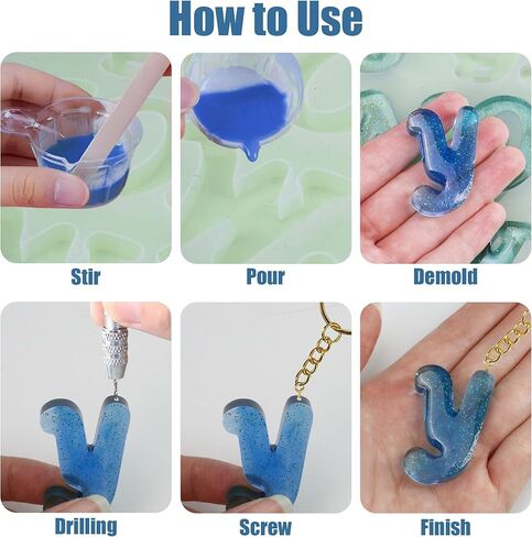 Resin Letter Keychain Mold Kit, Obverse Alphabet Resin Mold 167Pcs Set – Reversed Letter Silicone DIY Epoxy Casting Kit for Making Ornament Keychain & Pendant Jewelry in Saudi Arabia