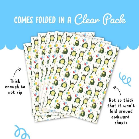 CENTRAL 23 Frog Wrapping Paper - 6 Sheets of White Gift Wrap with Green Frogs and Balloons - Birthday Wrapping Paper for Kids, Men, Women - Christmas Celebrations, Holidays in Saudi Arabia
