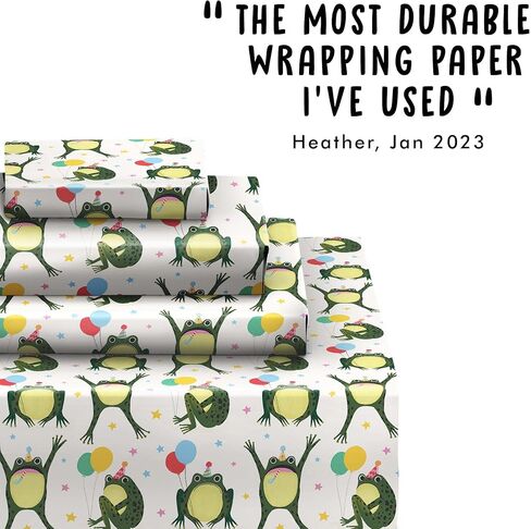 CENTRAL 23 Frog Wrapping Paper - 6 Sheets of White Gift Wrap with Green Frogs and Balloons - Birthday Wrapping Paper for Kids, Men, Women - Christmas Celebrations, Holidays in Saudi Arabia