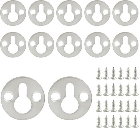 12Pcs Round Type Metal Keyhole Hangers 28mm / 1.1inch Keyhole Shelf Brackets Hangers Keyhole Shelf Brackets Hangers for Picture Frame Hanging (Silver) in Saudi Arabia