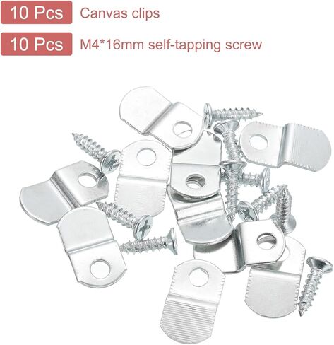 uxcell 10 Pcs 1/8" Offset Canvas Clips, Picture Framing Mirror Clips Z Shape Canvas Painting Mounting Clips with 1 Mounting Hole with Screws, Silver in Saudi Arabia