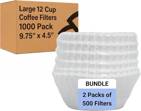12 Cup Large Coffee Filters - Extra Tall Walled 9.75" x 4.5" to Prevent Ground Overflow - Compatible Bunn 12 Cup Commercial Coffee Maker - For Businesses (1000 Filter Bulk Pack) in Saudi Arabia
