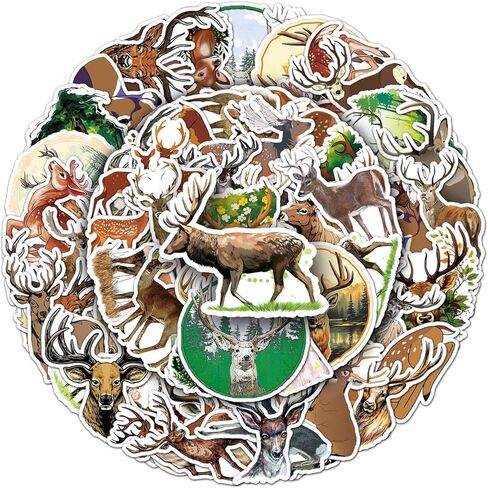50 Pcs Deer Stickers, Forest Animal Decorative Stickers, Eco-Friendly Material for Scrapbooking, Window Stickers, Holiday Decoration(Deer) in Kuwait