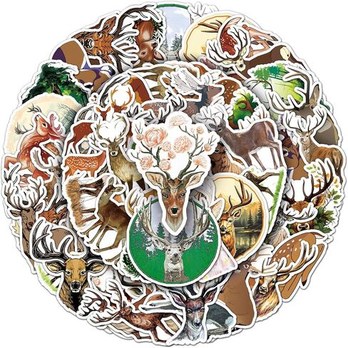 50 Pcs Deer Stickers, Forest Animal Decorative Stickers, Eco-Friendly Material for Scrapbooking, Window Stickers, Holiday Decoration(Deer) in Kuwait