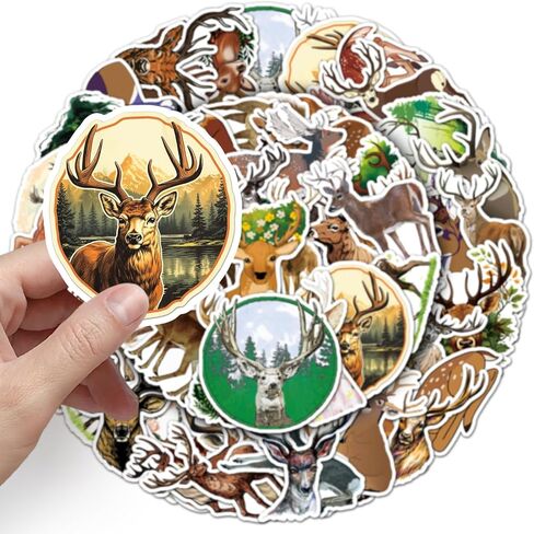 50 Pcs Deer Stickers, Forest Animal Decorative Stickers, Eco-Friendly Material for Scrapbooking, Window Stickers, Holiday Decoration(Deer) in Kuwait