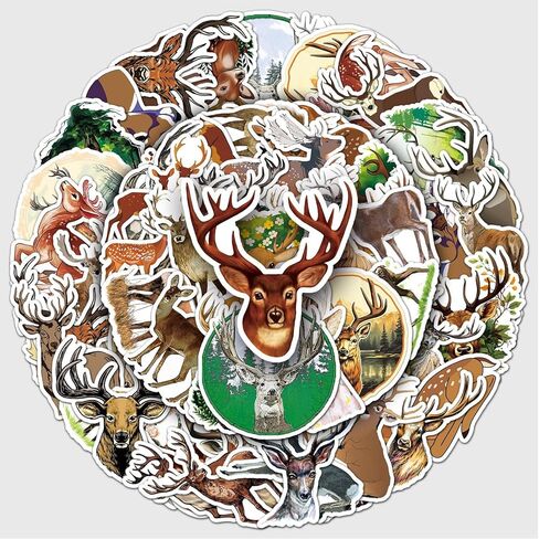 50 Pcs Deer Stickers, Forest Animal Decorative Stickers, Eco-Friendly Material for Scrapbooking, Window Stickers, Holiday Decoration(Deer) in Kuwait