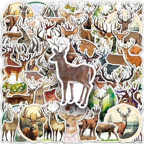 50 Pcs Deer Stickers, Forest Animal Decorative Stickers, Eco-Friendly Material for Scrapbooking, Window Stickers, Holiday Decoration(Deer) in Kuwait