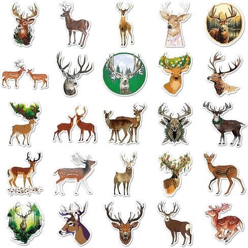 50 Pcs Deer Stickers, Forest Animal Decorative Stickers, Eco-Friendly Material for Scrapbooking, Window Stickers, Holiday Decoration(Deer) in Kuwait
