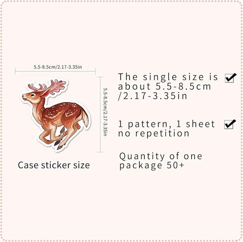 50 Pcs Deer Stickers, Forest Animal Decorative Stickers, Eco-Friendly Material for Scrapbooking, Window Stickers, Holiday Decoration(Deer) in Kuwait