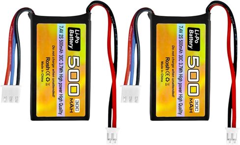 Fytoo 2PCS 7.4V 500mAh 30C Lipo Battery RC Car Drone Battery with PH2.0 Plug for AX24 SCX24 RC Car Model Batteries Compatible with Most 1/10, 1/16, 1/18, 1/24 Scale RC Cars Trucks in Saudi Arabia