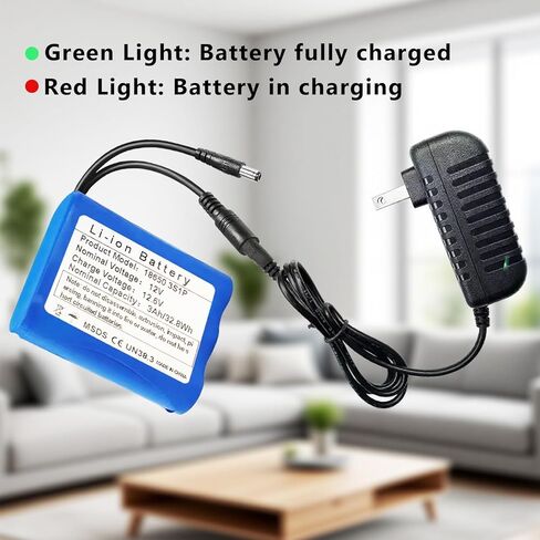 12V 3000mAh Rechargeable Lithium-Ion Battery Pack with Dual Male/Female Connectors & Charger - High-Capacity Power Supply for RC Cars, LED Lights, Robots, CCTV Cameras, DIY Electronics in Saudi Arabia