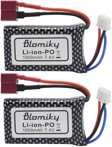 Blomiky 2 Pack 7.4V 1000mAh 7.4Wh 30C Lipo Battery T Plug مناسبة لشاحنات Haiboxing 18859E 18858 16890A وQ903 RC / بطارية Q903 فقط in Saudi Arabia