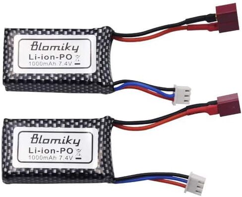 Blomiky 2 Pack 7.4V 1000mAh 7.4Wh 30C Lipo Battery T Plug مناسبة لشاحنات Haiboxing 18859E 18858 16890A وQ903 RC / بطارية Q903 فقط in Saudi Arabia