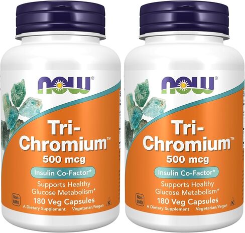 NOW Supplements، Tri-Chromium™ 500 ميكروجرام مع القرفة، العامل المساعد للأنسولين*، 180 كبسولة نباتية in Kuwait