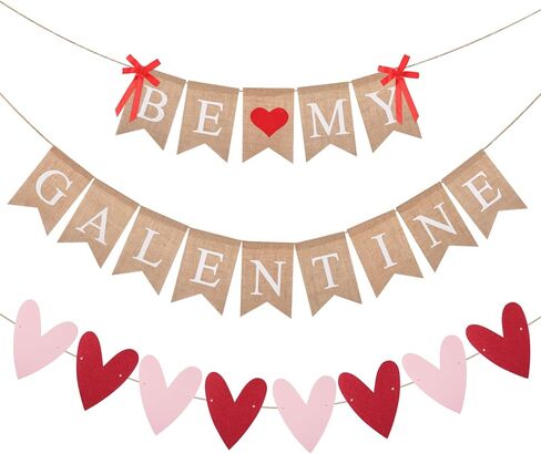 3 قطع من VitalCozy ديكورات يوم Galentines Be My Galentine لافتة لامعة على شكل قلب الحب من الخيش المعلقة إكليل عيد الحب السعيد لمستلزمات الحفلات المنزلية in Saudi Arabia