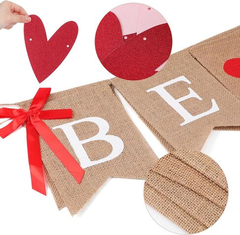 3 قطع من VitalCozy ديكورات يوم Galentines Be My Galentine لافتة لامعة على شكل قلب الحب من الخيش المعلقة إكليل عيد الحب السعيد لمستلزمات الحفلات المنزلية in Saudi Arabia