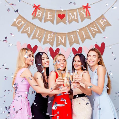 3 قطع من VitalCozy ديكورات يوم Galentines Be My Galentine لافتة لامعة على شكل قلب الحب من الخيش المعلقة إكليل عيد الحب السعيد لمستلزمات الحفلات المنزلية in Saudi Arabia