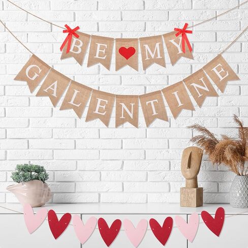 3 قطع من VitalCozy ديكورات يوم Galentines Be My Galentine لافتة لامعة على شكل قلب الحب من الخيش المعلقة إكليل عيد الحب السعيد لمستلزمات الحفلات المنزلية in Saudi Arabia