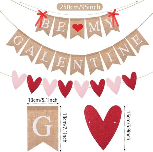3 قطع من VitalCozy ديكورات يوم Galentines Be My Galentine لافتة لامعة على شكل قلب الحب من الخيش المعلقة إكليل عيد الحب السعيد لمستلزمات الحفلات المنزلية in Saudi Arabia