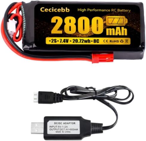 7.4V 2800mAh 20C Lipo Battery JST Plug for RadioLink RC3S RC4GS RC6GS MC-E7S Receiver Transmitter with 7.4V Battery Charger in Kuwait