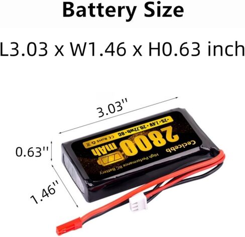 7.4V 2800mAh 20C Lipo Battery JST Plug for RadioLink RC3S RC4GS RC6GS MC-E7S Receiver Transmitter with 7.4V Battery Charger in Kuwait
