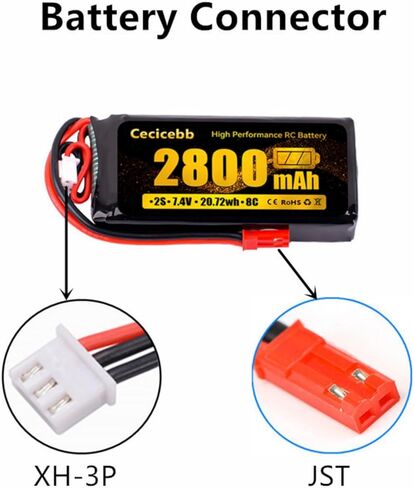 7.4V 2800mAh 20C Lipo Battery JST Plug for RadioLink RC3S RC4GS RC6GS MC-E7S Receiver Transmitter with 7.4V Battery Charger in Kuwait