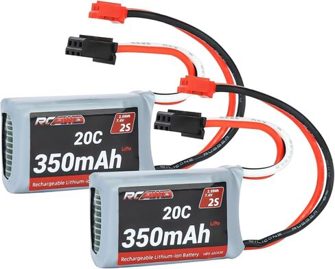 بطارية ليبو RCAWD 7.4 فولت 2S 35C 360 مللي أمبير في الساعة مع موصل PH2.0 لسلسلة Losi 1/24 Micro b ترقيات الجزء 2 قطعة in Saudi Arabia