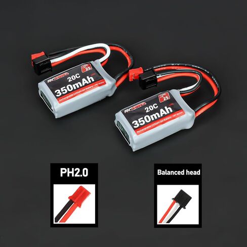 بطارية ليبو RCAWD 7.4 فولت 2S 35C 360 مللي أمبير في الساعة مع موصل PH2.0 لسلسلة Losi 1/24 Micro b ترقيات الجزء 2 قطعة in Saudi Arabia