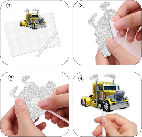 18pcs Glitter Truck Car Dessert Cupcake Topper Transportation Vehicle Theme Decor Supplies Baby Shower Boy Girl Happy Birthday Party Decorations in Saudi Arabia