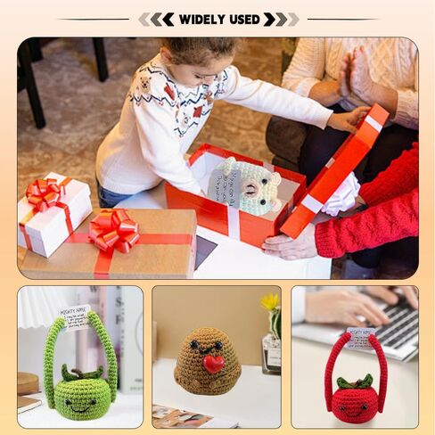Crochet Animals,Emotional Support Crochet,Hand Woven Cute Apple Crochet Flowers,Positive Energy Card Yarn Woven Doll Desktop Decorations,Used for Home Office Decoration,Car Decoration in Saudi Arabia