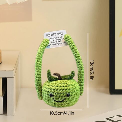 Crochet Animals,Emotional Support Crochet,Hand Woven Cute Apple Crochet Flowers,Positive Energy Card Yarn Woven Doll Desktop Decorations,Used for Home Office Decoration,Car Decoration in Saudi Arabia