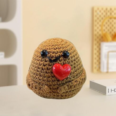 Crochet Animals,Emotional Support Crochet,Hand Woven Cute Apple Crochet Flowers,Positive Energy Card Yarn Woven Doll Desktop Decorations,Used for Home Office Decoration,Car Decoration in Saudi Arabia