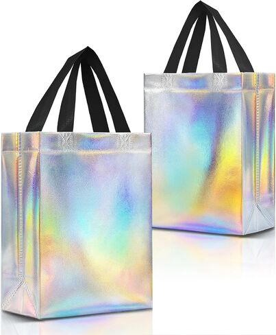 Nush Nush Butterfly Gift Bags with Handles Medium Size - Floral Gift Bag Set of 6 with Shiny Iridescent Holographic Print - Reusable Party Favor Bags for Girls, Birthday, and Butterfly Party Favors in Saudi Arabia