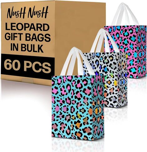 Nush Nush Butterfly Gift Bags with Handles Medium Size - Floral Gift Bag Set of 6 with Shiny Iridescent Holographic Print - Reusable Party Favor Bags for Girls, Birthday, and Butterfly Party Favors in Saudi Arabia