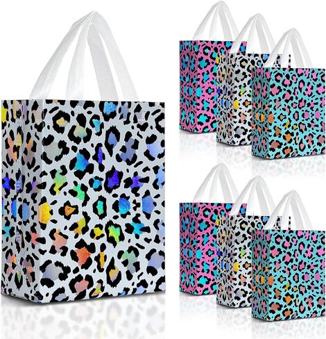 Nush Nush Butterfly Gift Bags with Handles Medium Size - Floral Gift Bag Set of 6 with Shiny Iridescent Holographic Print - Reusable Party Favor Bags for Girls, Birthday, and Butterfly Party Favors in Saudi Arabia