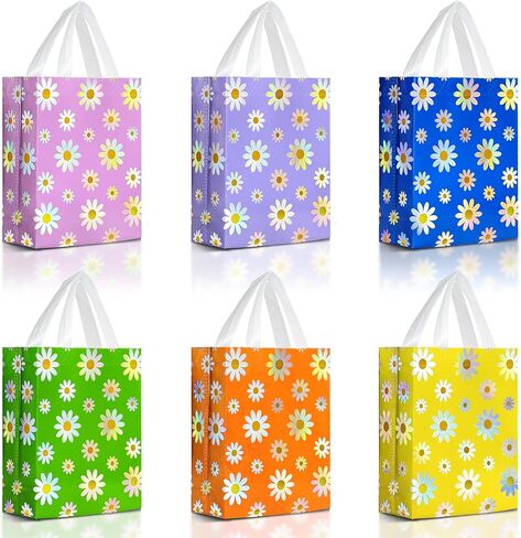 Nush Nush Butterfly Gift Bags with Handles Medium Size - Floral Gift Bag Set of 6 with Shiny Iridescent Holographic Print - Reusable Party Favor Bags for Girls, Birthday, and Butterfly Party Favors in Saudi Arabia