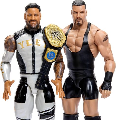 Mattel WWE Main Event Showdown Action Figures 2-Pack with Accessory, Series #25 Bron Breakker vs Jey USO Collectible Set, 6-inch in Saudi Arabia