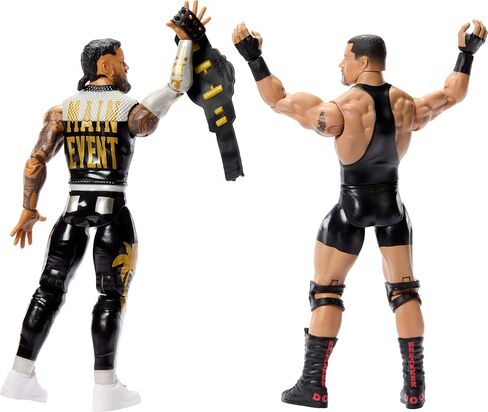 Mattel WWE Main Event Showdown Action Figures 2-Pack with Accessory, Series #25 Bron Breakker vs Jey USO Collectible Set, 6-inch in Saudi Arabia