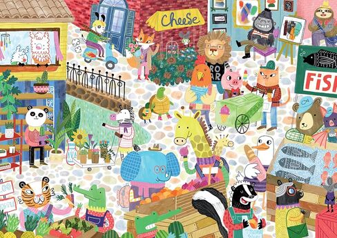 Ceaco - Large Piece Jigsaw Puzzle - Animals at The Market - Relaxing and Fun Activity for Adults in Saudi Arabia