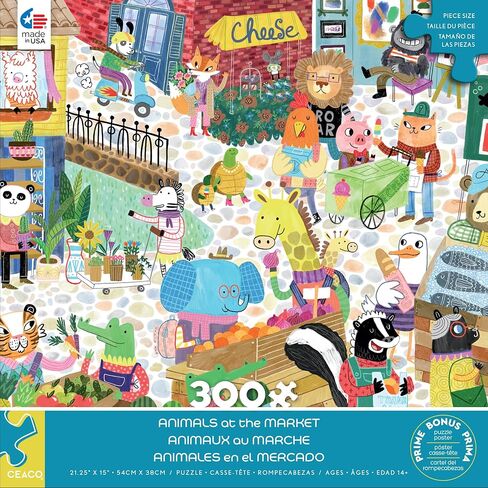 Ceaco - Large Piece Jigsaw Puzzle - Animals at The Market - Relaxing and Fun Activity for Adults in Saudi Arabia