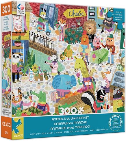 Ceaco - Large Piece Jigsaw Puzzle - Animals at The Market - Relaxing and Fun Activity for Adults in Saudi Arabia