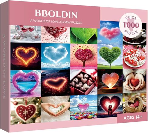 Love Heart Couples Puzzle 1000 Pieces for Adults, Colorful Collage Valentines Day Jigsaw Puzzle, Love Shaped Challenging Art Puzzles in Saudi Arabia