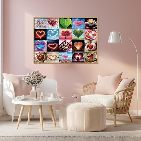 Love Heart Couples Puzzle 1000 Pieces for Adults, Colorful Collage Valentines Day Jigsaw Puzzle, Love Shaped Challenging Art Puzzles in Saudi Arabia
