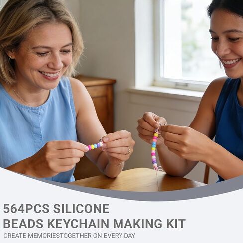 TUKIU 564Pcs DIY Bead Keychain Making Kit with Letter Beads Metal Keychains Colorful Beads Heart Shaped Bead String for DIY Bead Key Chain Bracelet and Necklace Crafts in Saudi Arabia
