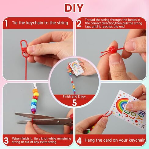 Kigeli 35 Sets Jesus Loves You Bead Keychains Craft Kit Christian Crafts Bulk DIY Rainbow Religious Bead Key Chain with Cards Letter Beads Key Ring for Christian Gifts VBS Jewelry Making in Saudi Arabia