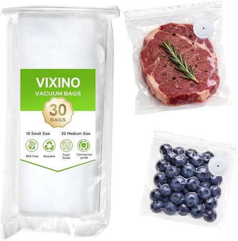 Vacuum Sealer Bags for Food, 30 Reusable BPA-Free vacuum seal bags for Meal Prep, Sous Vide, Freezer, Microwave, Works for Handheld Sealer and Machine Sealers with External Vacuum Systems in Kuwait